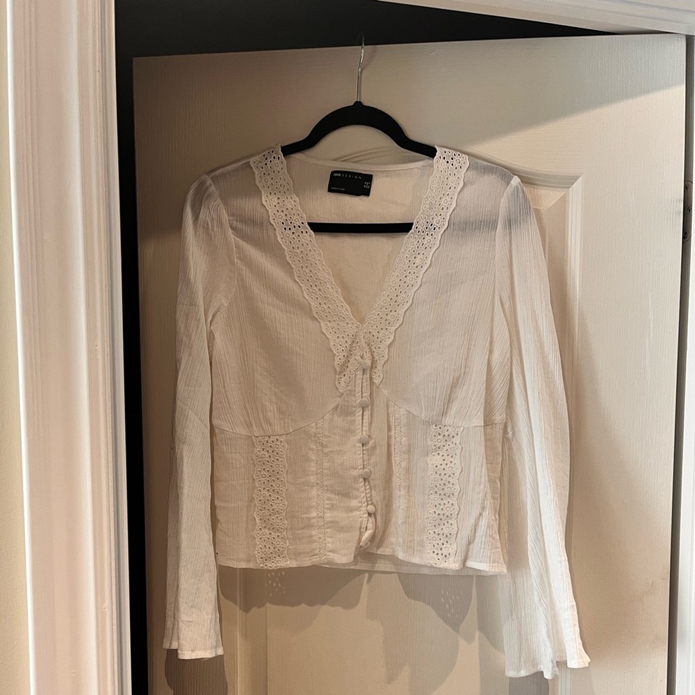 ASOS White Blouse Flare Sleeve